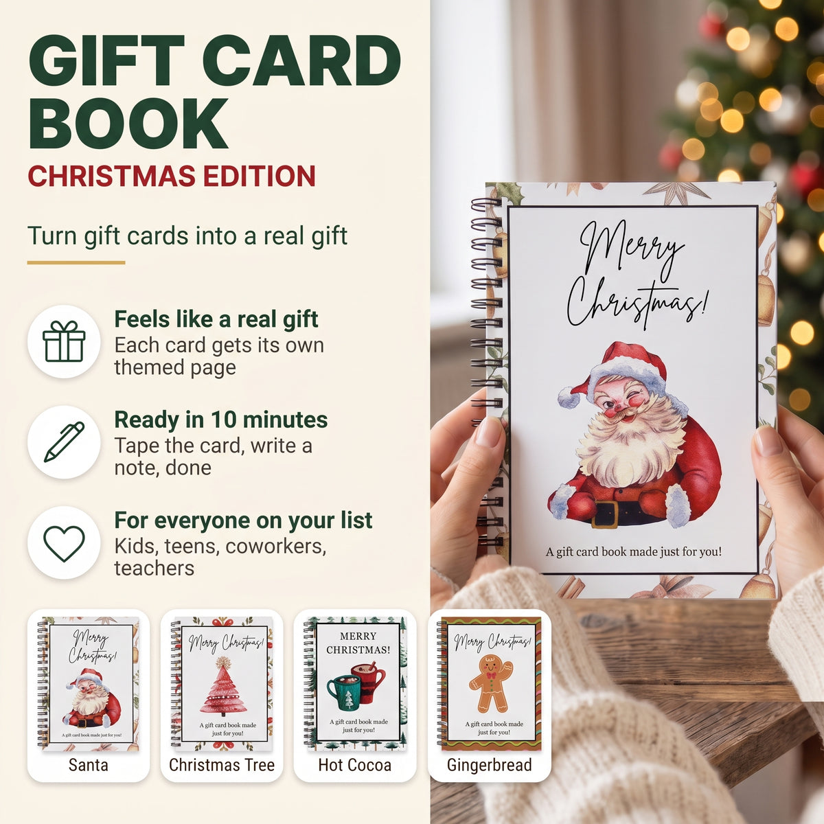 Christmas Gift Card Book: feels like a real gift, ready in 10 minutes, for everyone on your list